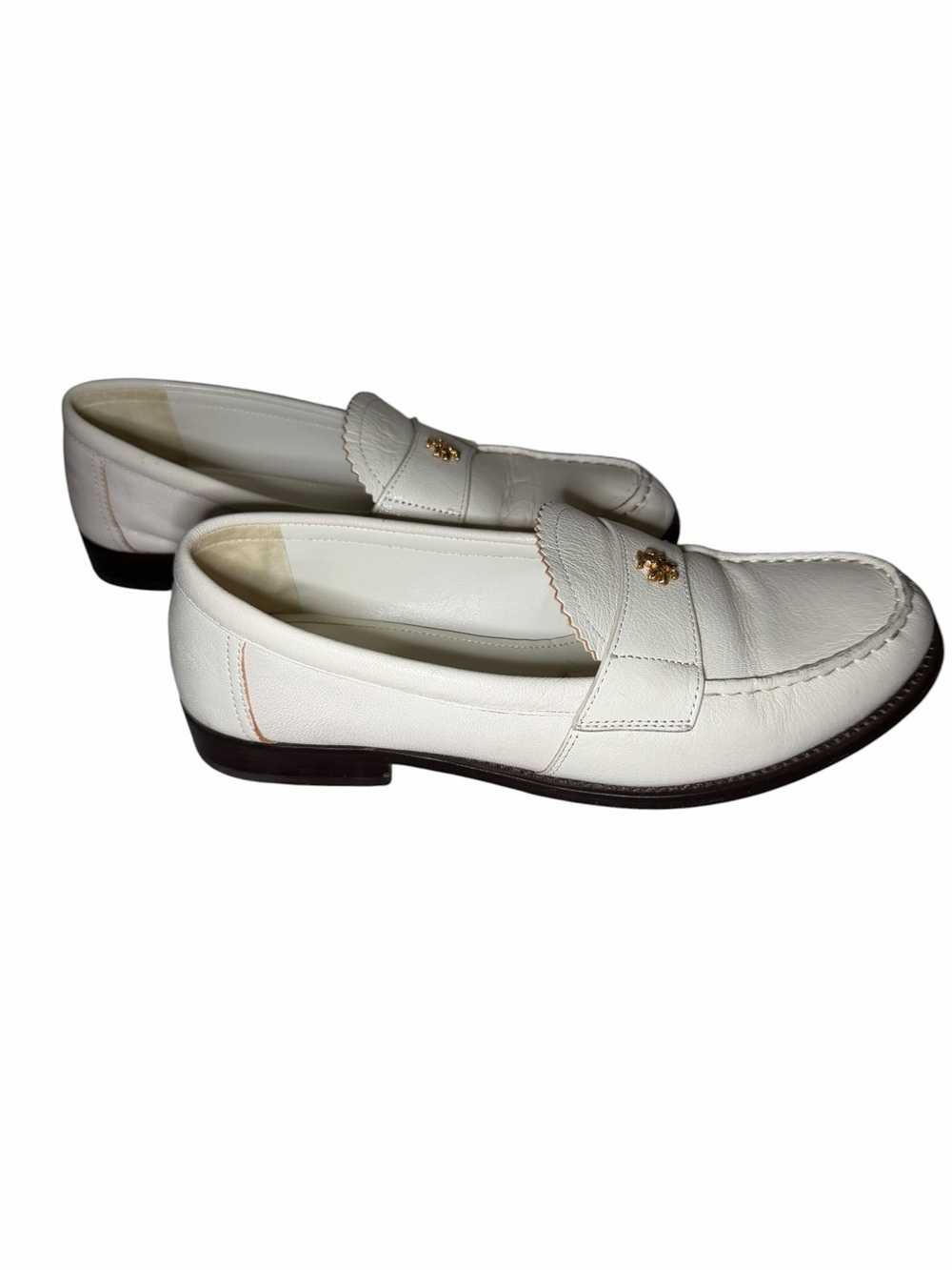 Tory Burch Classic Scalloped Leather Loafers New Ivory Size 8 - Picture 4 of 8
